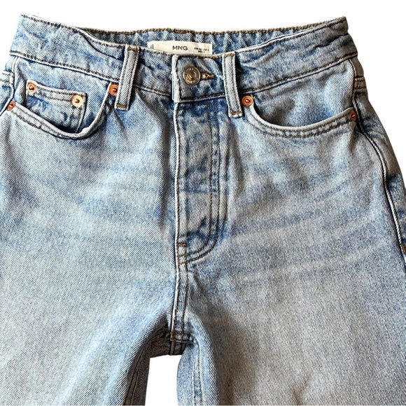 MNG Mango Havana Jeans Women's Size 1 Raw Hem Button closure Cropped - Picture 3 of 12